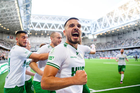 Vladimir Rodic of Hammarby celebrates the 3-0 goal