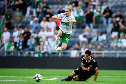 Gustav Ludwigson of Hammarby and Stefan Sapic of Cukaricki