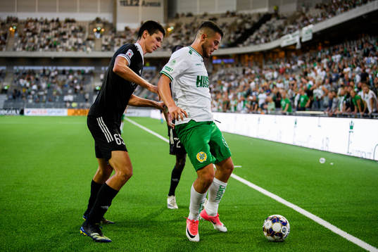 Stefan Sapic of Cukaricki  and Astrit Selmani of Hammarby