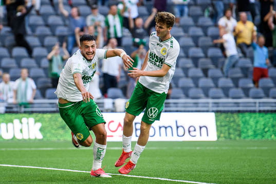 Astrit Selmani of Hammarby celebrates