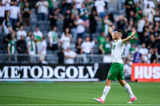 Astrit Selmani of Hammarby celebrates