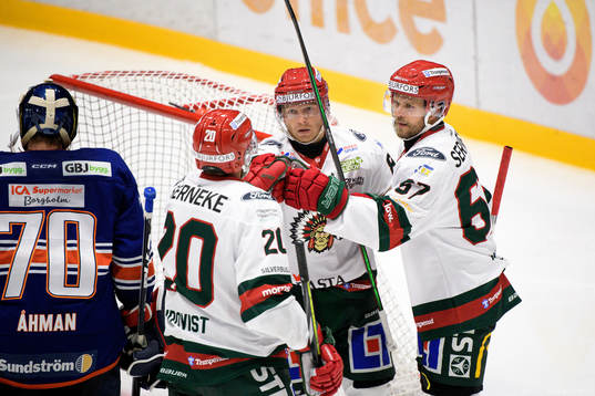 Frölundas Joel Lundqvist , Ryan Lasch och Jacob Nilsson