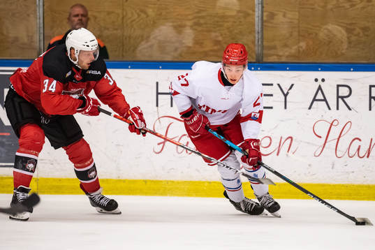 Malmö Redhawks Carl Söderberg och Timrås Oliver Johansson