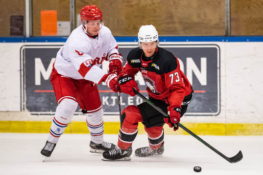 Timrås Jens Lööke och Malmö Redhawks Adam Ollas Mattsson