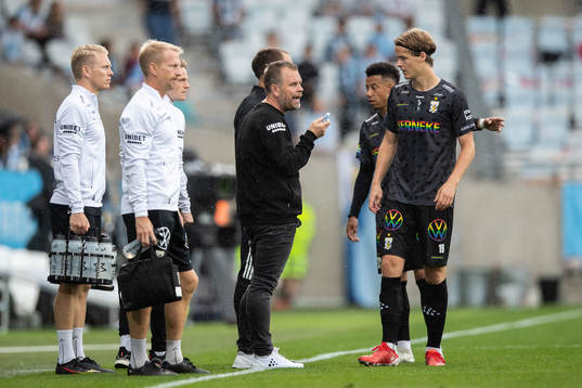 IFK Göteborgs tränare Mikael Stahre och August Erlingmark