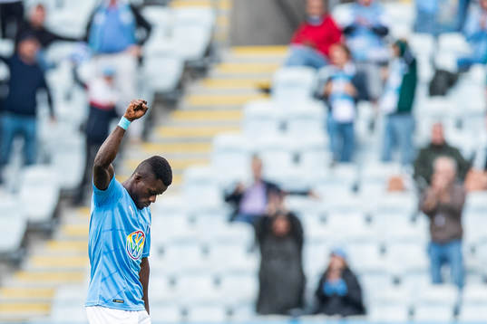 Malmö FFs Malik Abubakari jublar