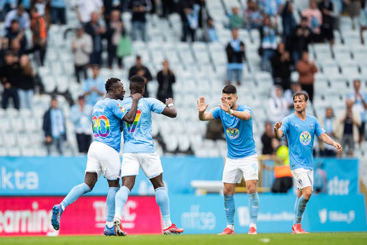 Malmö FFs Bonke Innocent, Malik Abubakari, Antonio Colak