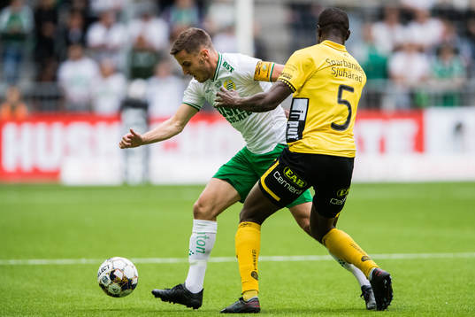 Hammarbys Jeppe Andersen och Elfsborgs Maudo Lamine Jarjué