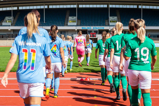 Malmö FF och Husies spelare gör entré