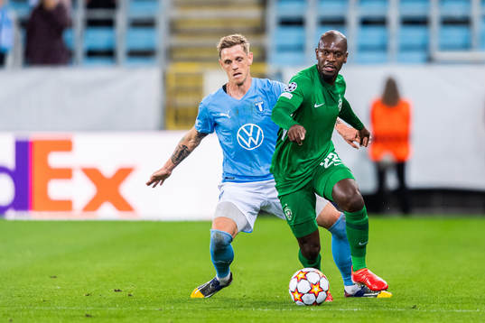 Sören Rieks of Malmö FF and Jordan Ikoko of Ludogorets
