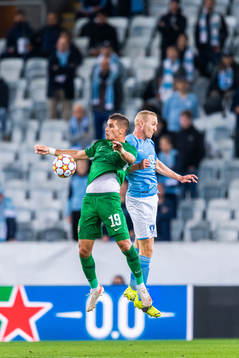 Pieros Sotiriou of Ludogorets and Franz Brorsson of Malmö