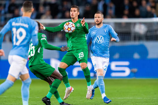 Pieros Sotiriou of Ludogorets and Lasse Nielsen of Malmö FF