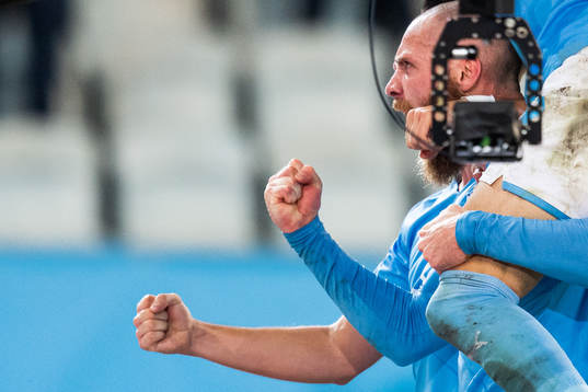 Jo Inge Berget of Malmö FF celebrates