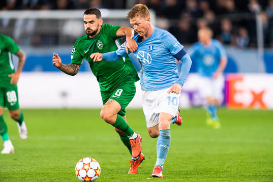 Claude Goncalves of Ludogorets and Anders Christiansen of