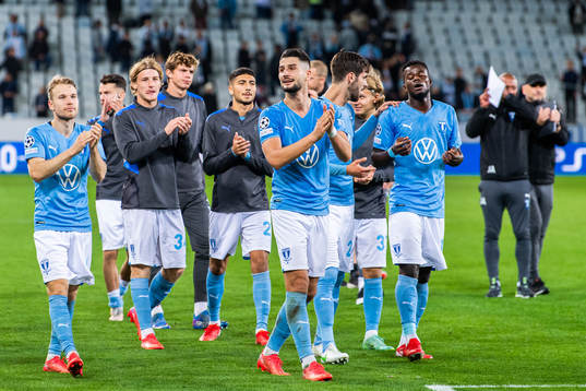 Oscar Lewicki and Antonio Colak of Malmö FF celebrate