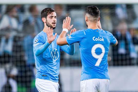 Adi Nalic and Antonio Colak of Malmö FF celebrate