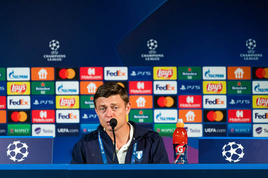 Jon Dahl Tomasson, head coach of Malmö FF, at the press