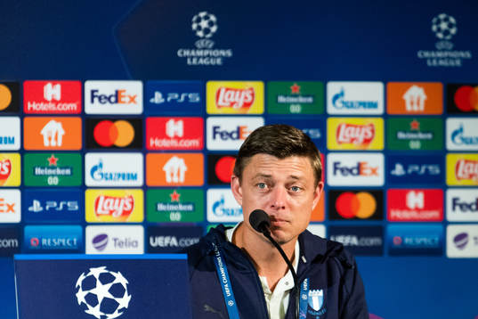 Jon Dahl Tomasson, head coach of Malmö FF, at the press