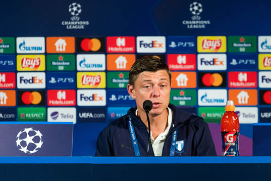 Jon Dahl Tomasson, head coach of Malmö FF, at the press