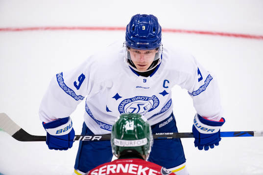 Leksands Patrik Zackrisson tekar mot Frölundas Michael