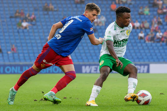 Sebastiano Esposito of Basel and Akinkunmi Amoo of Hammarby