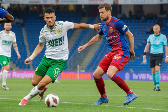 Astrit Selmani of Hammarby and Fabian Frei of Basel
