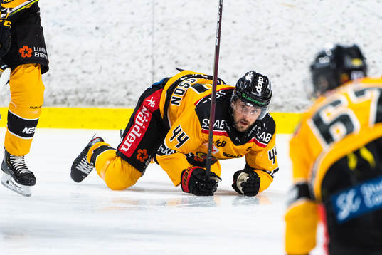 Luleås Jonathan Andersson underträningsmatchen i ishockey
