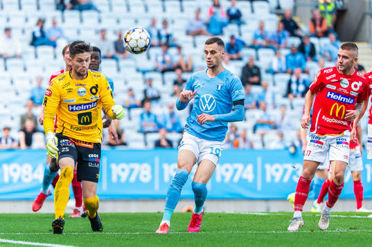 Degerfors Jeffrey Gal och Malmö FFs Veljko Birmancevic