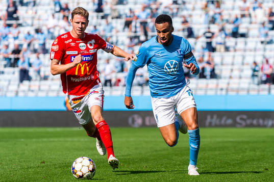 Degerfors Johan Bertilsson och Malmö FFs Martin Olsson