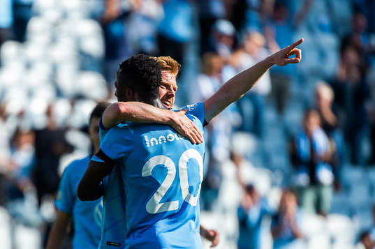 Malmö FFs Anders Christiansen jublar med Bonke Innocent