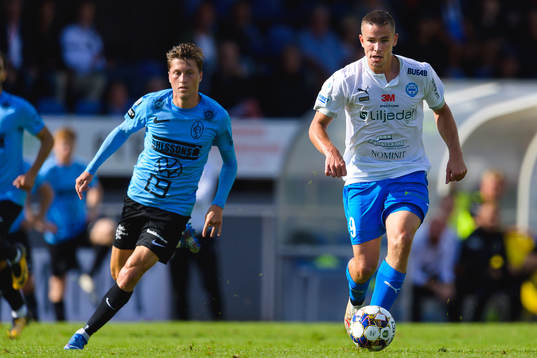Landskronas Kevin Jensen och Värnamos Oscar Johansson