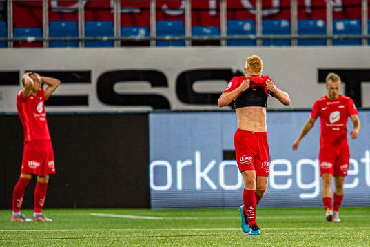 Sivert Heltne Nilsen of Brann looks dejected