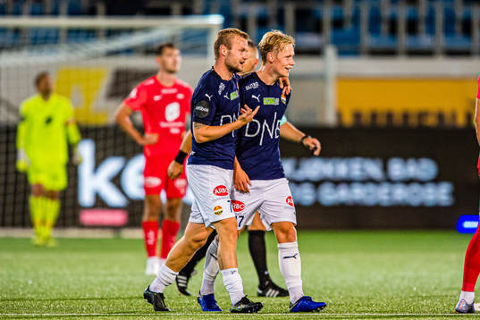 Tobias Fjeld Gulliksen of Strømsgodset celebrates with