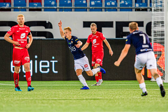 Tobias Fjeld Gulliksen of Strømsgodset celebrates