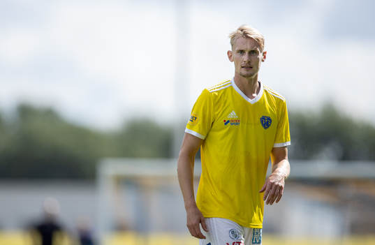 Falkenbergs Ludvig Öhman Silwerfeldt innan fotbollsmatchen