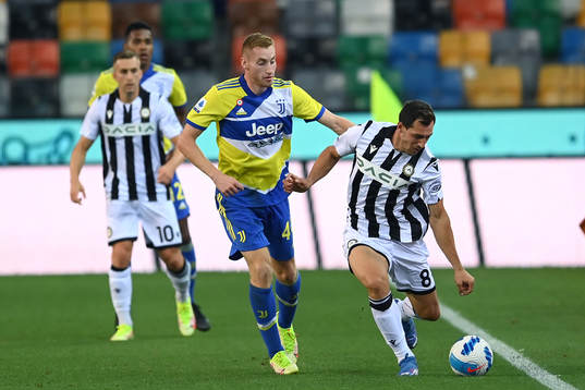 Dejan Kulusevski of Juventus and Mato Jajalo of Udinese