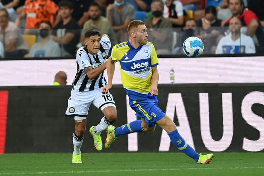 Nahuel Molina of Udinese and Dejan Kulusevski of Juventus