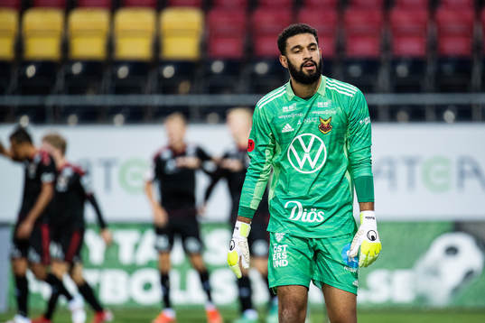Östersunds målvakt Sixten Mohlin deppar