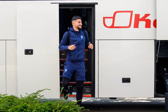 Antonio Colak of Malmö FF arrive at the team hotel