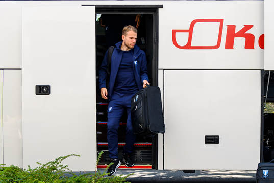Oscar Lewicki of Malmö FF arrive at the team hotel