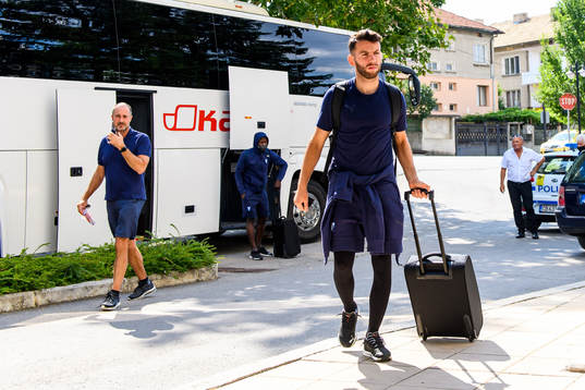 Erdal Rakip of Malmö FF arrive at the team hotel