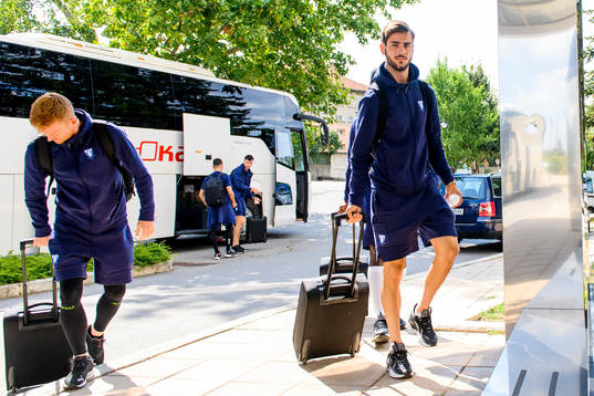 Adi Nalic of Malmö FF arrive at the team hotel