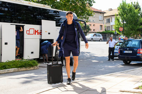 Anel Ahmedhodzic of Malmö FF arrive at the team hotel