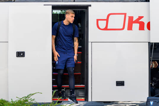 Felix Beijmo of Malmö FF arrive at the team hotel