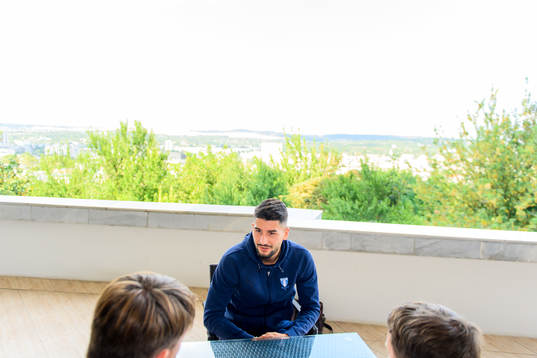 Antonio Colak of Malmö FF is interviewed by the media