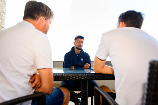 Antonio Colak of Malmö FF is interviewed by the media