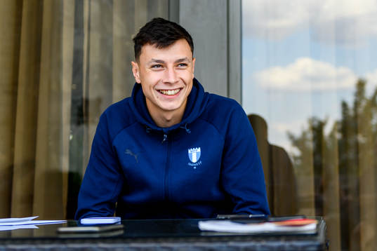 Anel Ahmedhodzic of Malmö FF is interviewed by the media