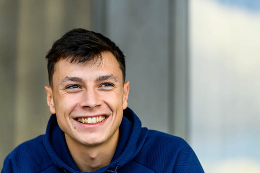 Anel Ahmedhodzic of Malmö FF is interviewed by the media