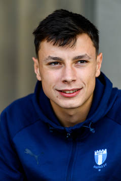 Anel Ahmedhodzic of Malmö FF is interviewed by the media
