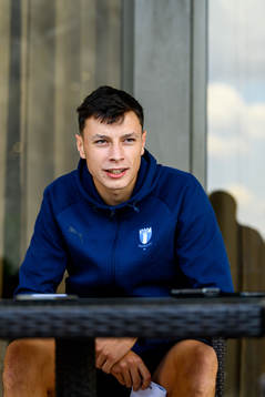 Anel Ahmedhodzic of Malmö FF is interviewed by the media